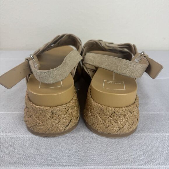 Dolce Vita Winder Crossover Strap Espadrille Platform Sandals Beige Tan 9.5 - Picture 3 of 14